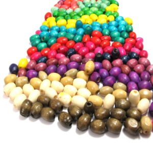Ξύλινες πολύχρωμες χάντρες  rice 4x6mm/2.19gr περίπου 50 χάντρες