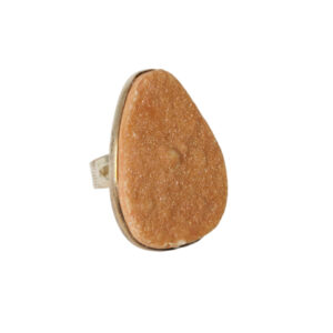 Δαχτυλίδι καφέ από αχάτη druzy ανοιγόμενο 22~27mm