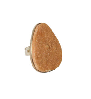 Δαχτυλίδι καφέ από αχάτη druzy ανοιγόμενο 22~27mm
