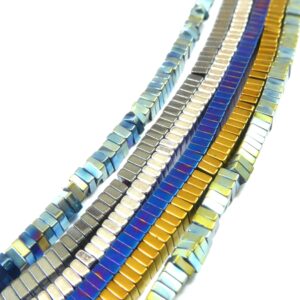 Αιματίτης χάντρα τετράγωνη πλακέ μικρή 2x2x1mm/κλωστή 400 χάντρες