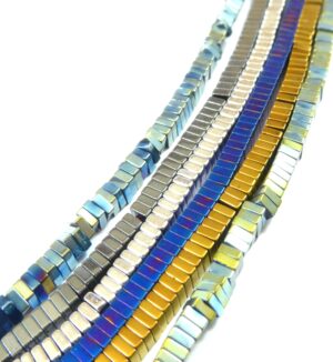 Αιματίτης χάντρα τετράγωνη πλακέ μικρή 2x2x1mm/κλωστή 400 χάντρες