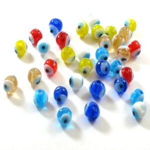 Γυάλινο ματάκι βαρέλι  6mm