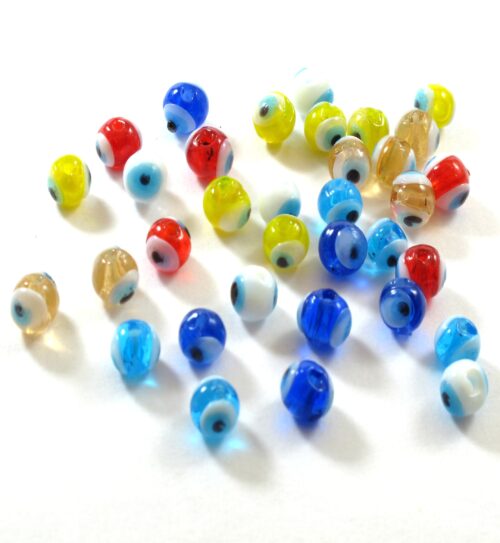 Γυάλινο ματάκι βαρέλι  6mm