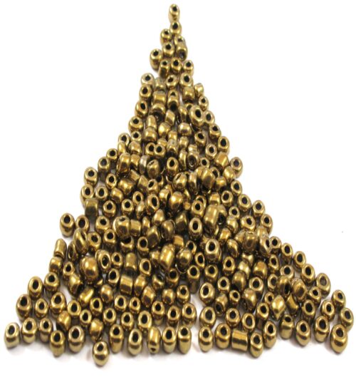 Γυάλινες χάντρες seed  χρυσό μεταλλικό 2mm/6gr περίπου 200 χάντρες