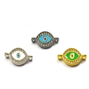 Ματάκι μεταλλικός σύνδεσμος με στρας  26x10mm