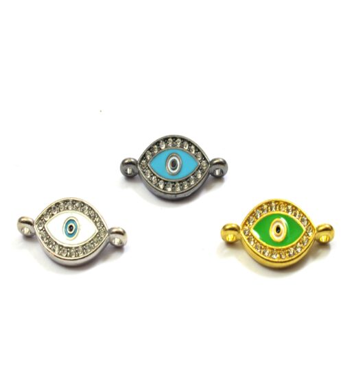 Ματάκι μεταλλικός σύνδεσμος με στρας  26x10mm