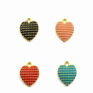 Καρδιά μεταλλική κρεμαστή με σμάλτο 12x13mm