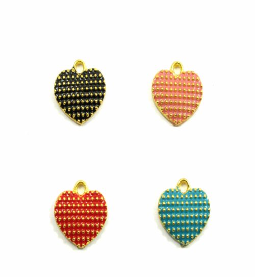 Καρδιά μεταλλική κρεμαστή με σμάλτο 12x13mm