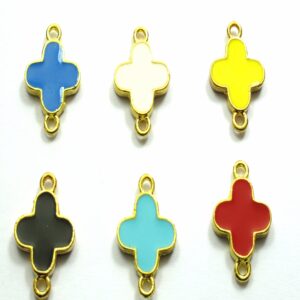Σταυρός μεταλλικός με σμάλτο σύνδεσμος  22x15mm