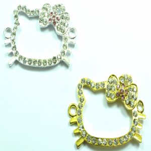 Hello Kitty μεγάλος  μεταλλικός σύνδεσμος με στράς 44x28mm