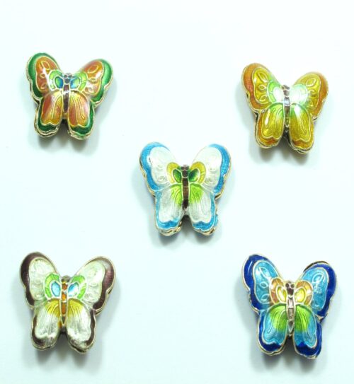 Πεταλούδα χάντρα cloisonne 17x23mm