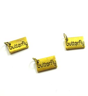 Κρεμαστό παραλληλόγραμμο χρυσό αντικέ butterfly 15x7mm