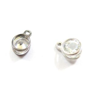 Ζιργκόν στρογγυλό κρεμαστό μεταλλικό 11x8mm