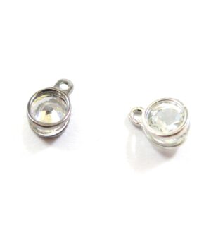 Ζιργκόν στρογγυλό κρεμαστό μεταλλικό 11x8mm