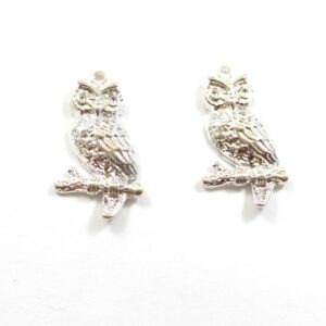 Κουκουβάγια ασημί μεταλλική κρεμαστή 31x18mm