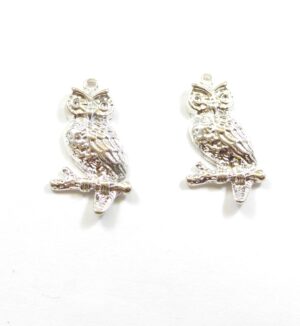 Κουκουβάγια ασημί μεταλλική κρεμαστή 31x18mm