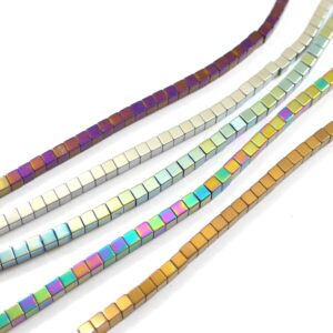 Αιματίτης χάντρα κύβος 3mm/κλωστή 127 χάντρες