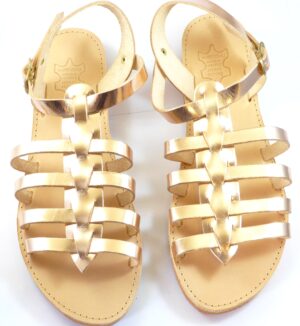 Σανδάλια δερμάτινα 100% ελληνικής κατασκευής χάλκινο Gladiator  με κούμπωμα