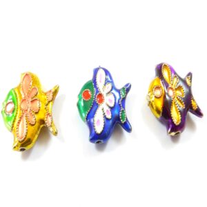 Ψαράκι μεταλλικό χάντρα cloisonne 19x19mm