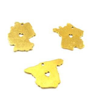 Χάρτης χρυσό μεταλλικό κρεμαστό 26-28x19-26mm