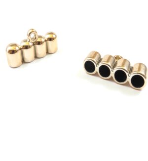 Ακρυλικός ακροδέκτης ροζ χρυσό 15x32mm για τέσσερα κορδόνια  5mm