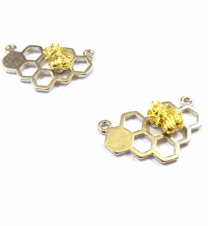 Κερύθρα ασημί μεταλλική με μέλλισσα 25x14mm