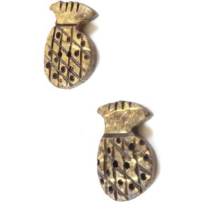 Κουμπί ρόδι καφέ πλακέ φυσική καρύδα 19x26mm