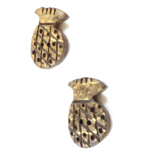 Κουμπί ρόδι καφέ πλακέ φυσική καρύδα 19x26mm
