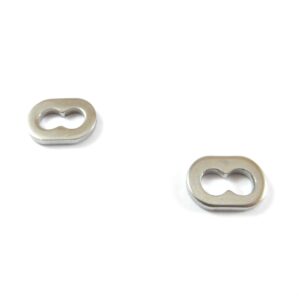 Oβάλ ασημί μεταλλικός σύνδεσμος ατσάλι 11x7.5mm