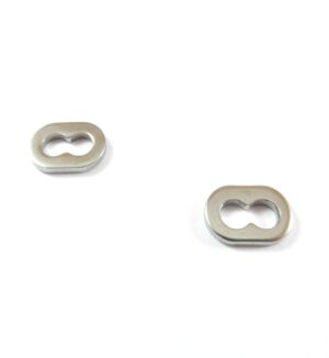 Oβάλ ασημί μεταλλικός σύνδεσμος ατσάλι 11x7.5mm