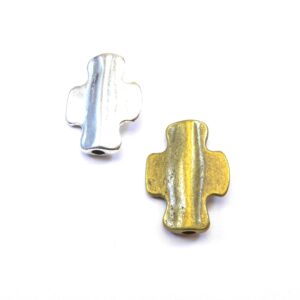 Σταυρός πλακέ αντικέ μεταλλική χάντρα 24x19mm
