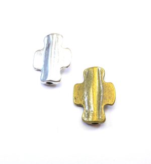 Σταυρός πλακέ αντικέ μεταλλική χάντρα 24x19mm