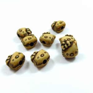 Γατούλα hello kitty πλακέ καφέ ακρυλική χάντρα 11x11mm