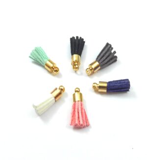 Φούντα μικρή χρυσή με suede συνθετικό καστόρι 1.7cm