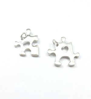 Πάζλ με καρδιά μεταλλικό κρεμαστό 25x24mm