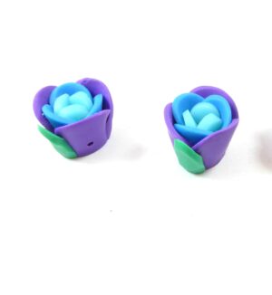 Χάντρα λουλούδι μώβ πυλός 16x11mm