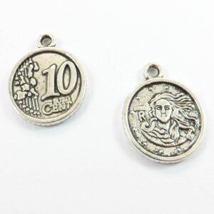 Κέρμα 10 cent ασημί αντικέ κρεμαστό 24x19mm