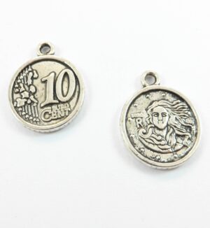 Κέρμα 10 cent ασημί αντικέ κρεμαστό 24x19mm