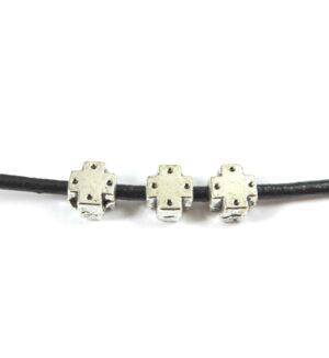 Σταυρός ασημί μικρή μεταλλική χάντρα 6x6.5mm/100 τμχ