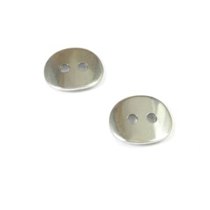 Kουμπί οβάλ ασημί ατσάλι μεταλλικό 14x10mm