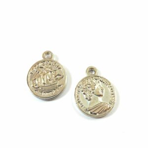 Κέρμα ασημί ακρυλικό κρεμαστό 20x16mm