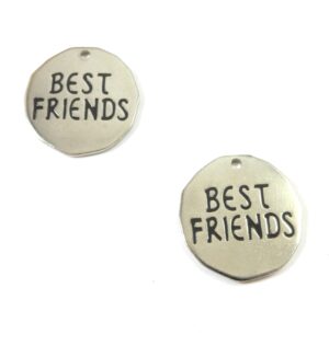 Best Friends στρογγυλό ασημί μεταλλικό ατσάλι κρεμαστό 20mm