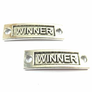 Ταυτότητα WINNER ασημί μεταλλική σύνδεσμος παραλληλόγραμη 36x10mm