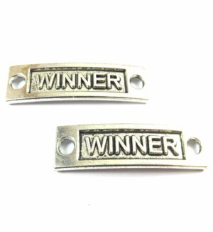 Ταυτότητα WINNER ασημί μεταλλική σύνδεσμος παραλληλόγραμη 36x10mm