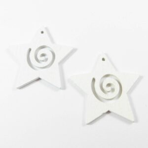 Αστέρι λευκό σπιράλ ξύλινο κρεμαστό 31x32mm/10 τμχ