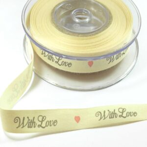Υφασμάτινη πλακέ κορδέλα With Love 12mm/καρούλι 18 μέτρα