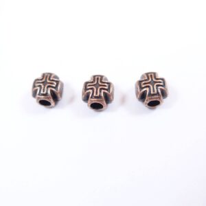 Σταυρός χάλκινη μικρή μεταλλική χάντρα 6×6mm