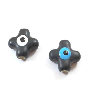 Σταυρός μαύρη κεραμική χάντρα μάτ 16x16mm