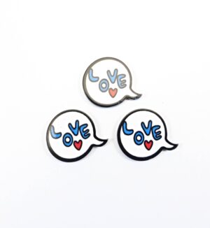 Love λευκό-γαλάζιο με καρδιά plexiglass καμπουσόν 16.5x21.5mm