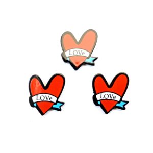 Καρδιά Love κόκκινο plexiglass καμπουσόν 20x18.5mm